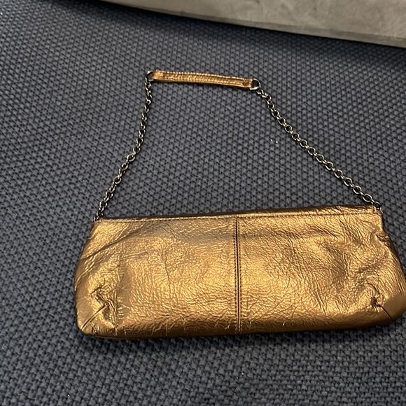 HOBO Int’l Alicia Bronze leather clutch w/chain strap small shoulder indie boho - Picture 9 of 11